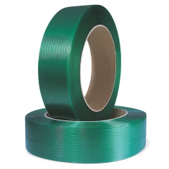 Polyester-/ PET-Umreifungsband 19x0,8mmx1200lfm. geprägt, grün, Kern 406mm. Reißfestigkeit 663kp