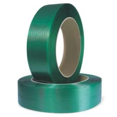 Polyester-/ PET-Umreifungsband 12x0,7mmx2300lfm. geprägt, grün, Kern 406mm. Reißfestigkeit 397kp