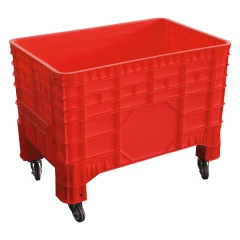 PC-Transportbehälter, ROT 1040x640x790mm, aus HDPE. Farbe rot, 4 Gummilenkrollen. Inhalt ca. 285 liter