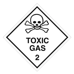 Gefahrgut-Etiketten 100x100mm, aus Papier. weiß, mit Aufdruck/Symbol. Toxic Gas, Kl. 2.3