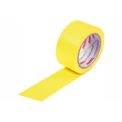 PVC-Packband, farbig 50mm breitx66lfm, 57µ. gelb, leise, monta 250. Naturkautschukkleber