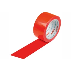 PVC-Packband, farbig 50mm breitx66lfm, 57µ. rot, leise, monta 250. Naturkautschukkleber