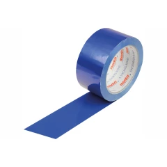 PVC-Packband, farbig 50mm breitx66lfm, 57µ. blau, leise, monta 250. Naturkautschukkleber