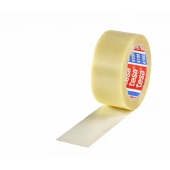 PVC-Packband, geprägt 50mm breitx66lfm, 65µ. transparent, leise, tesa 4100. Naturkautschukkleber