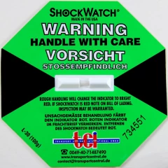Shockindikator Shockwatch 100g / 50ms grün. selbstklebend.