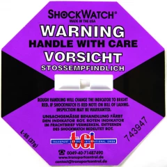 Shockindikator Shockwatch 37g / 50ms blau-lila. selbstklebend.