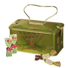 Gift tin of pistachio truffle and pralines / tartufo