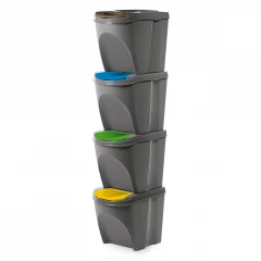 Set of 4 waste bins - stone gray