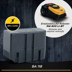 MOWOX® BA 118 28V/2,0 Ah Ersatzbatterie für Mähroboter mit bis zu 80 Minuten Betriebszeit, kompatibel mit allen MOWOX® Mährobotern