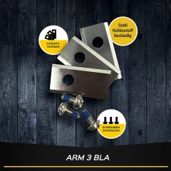 MOWOX® ARM 3 BLA SET Mähroboter Messer-Set bestehend aus 3 Messern aus Karbonstahl 0,9 mm inkl. Schrauben